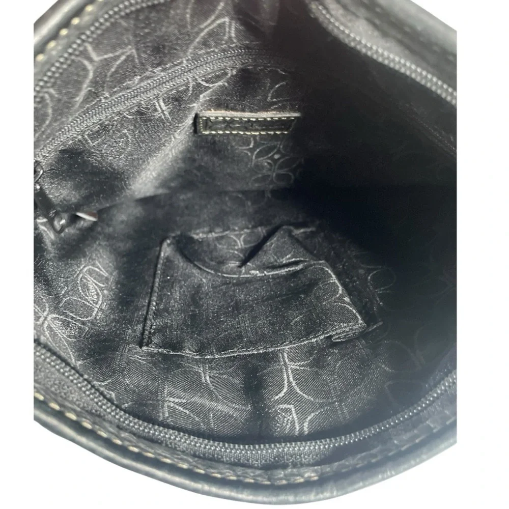 Vintage Fossil Black Pebbled Leather Slim Crossbody Bag